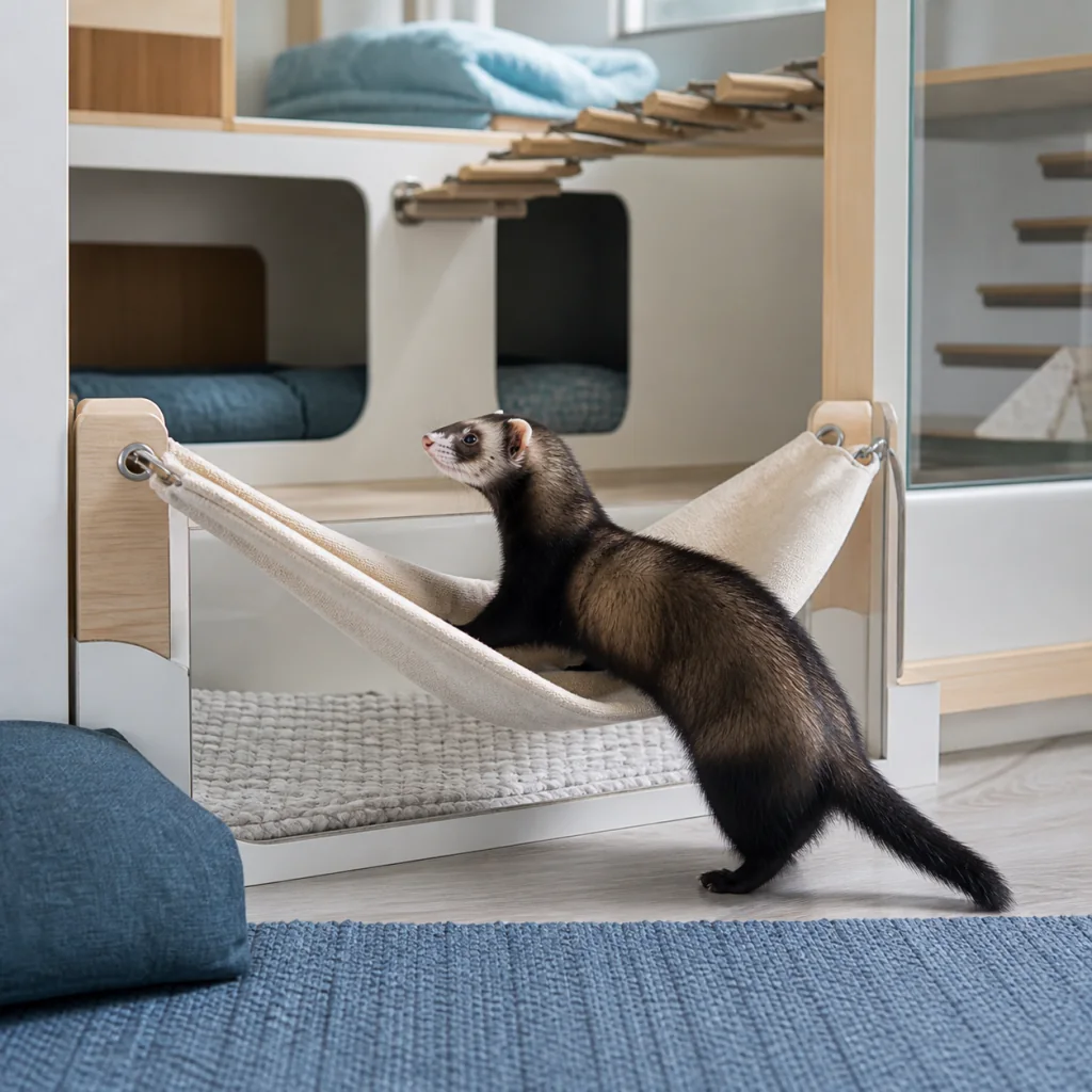 Ferret habitat scene for Sleep Suite